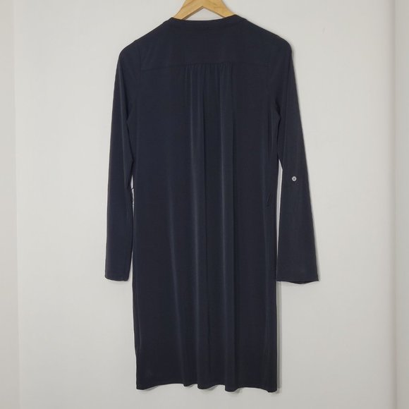 Michael Kors Women's Black Long Sleeve Lace Up Detail Neckline Midi Dress Small - Picture 3 of 15